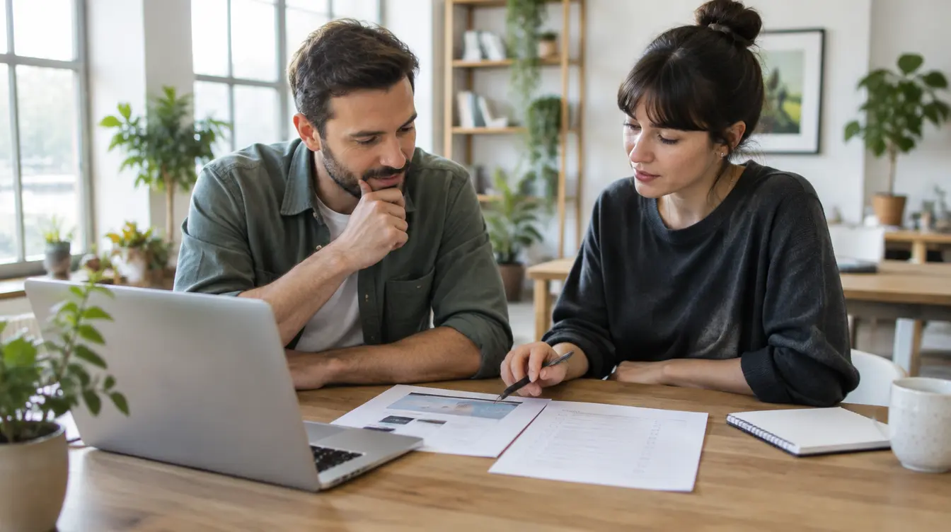 Imprenditore e web designer che confrontano un preventivo sito web con una checklist